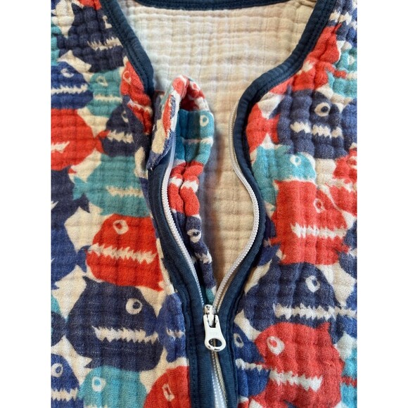 Tado Muslin Sleeping Sack Organic Cotton Piranha Fish Zipper Blue Orange XL‎ - Picture 3 of 7